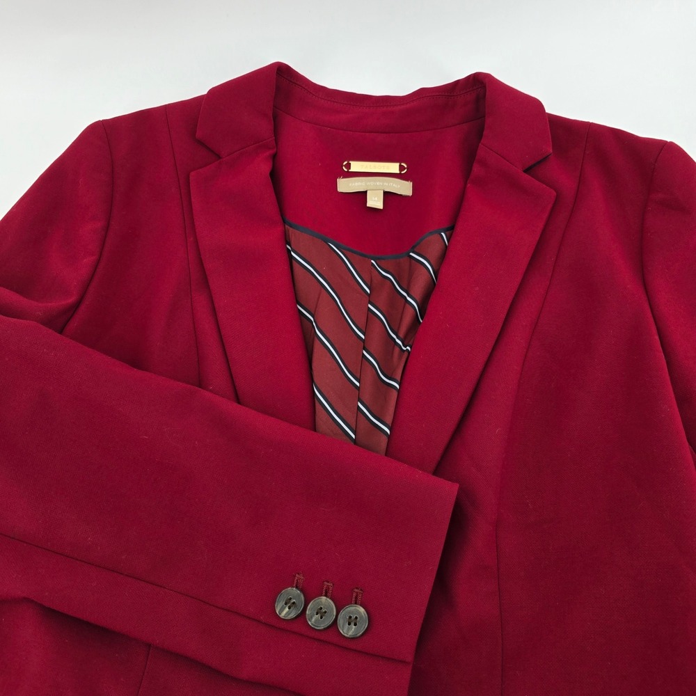 Talbots Blazer Womens Italian Fabric Single Button Professional Burgundy Red 14